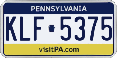 PA license plate KLF5375
