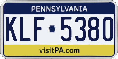 PA license plate KLF5380
