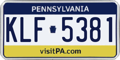 PA license plate KLF5381