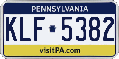 PA license plate KLF5382