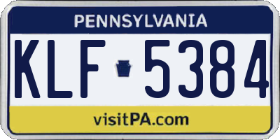 PA license plate KLF5384