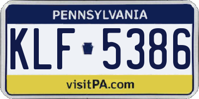PA license plate KLF5386
