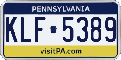 PA license plate KLF5389