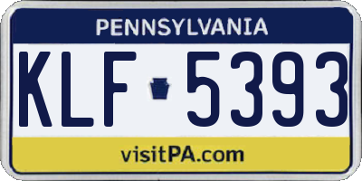 PA license plate KLF5393