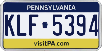 PA license plate KLF5394