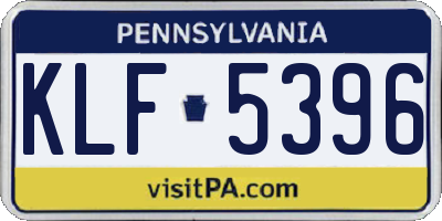 PA license plate KLF5396