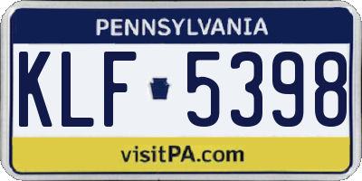 PA license plate KLF5398
