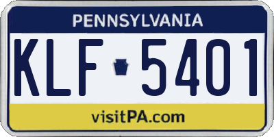 PA license plate KLF5401