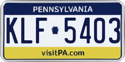 PA license plate KLF5403