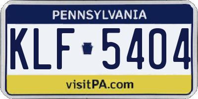 PA license plate KLF5404