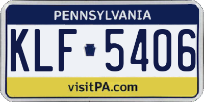PA license plate KLF5406