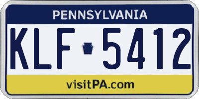 PA license plate KLF5412