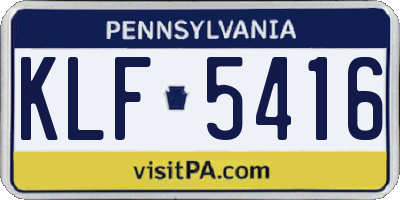 PA license plate KLF5416