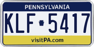 PA license plate KLF5417