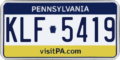 PA license plate KLF5419