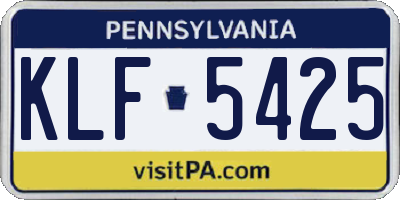 PA license plate KLF5425