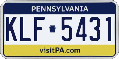 PA license plate KLF5431