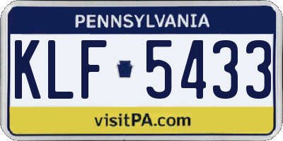 PA license plate KLF5433