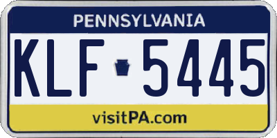 PA license plate KLF5445