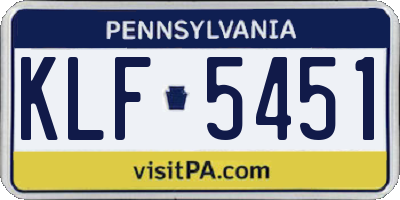 PA license plate KLF5451