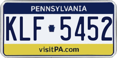 PA license plate KLF5452