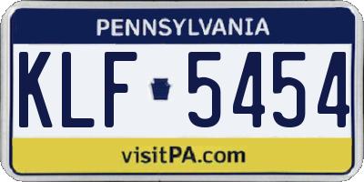 PA license plate KLF5454