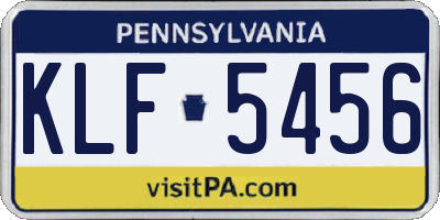 PA license plate KLF5456