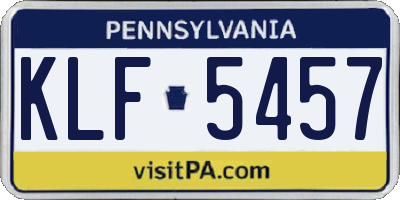 PA license plate KLF5457