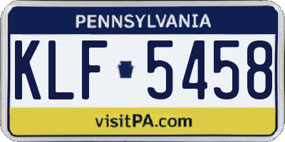 PA license plate KLF5458