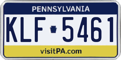 PA license plate KLF5461