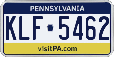 PA license plate KLF5462