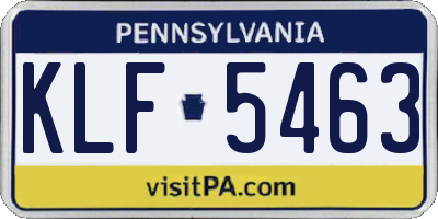 PA license plate KLF5463