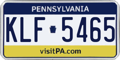 PA license plate KLF5465