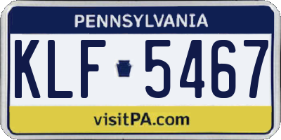 PA license plate KLF5467