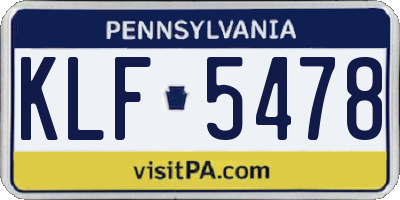 PA license plate KLF5478