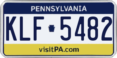PA license plate KLF5482