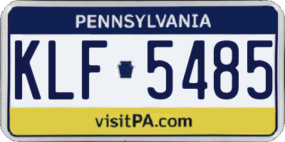 PA license plate KLF5485