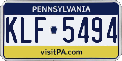 PA license plate KLF5494