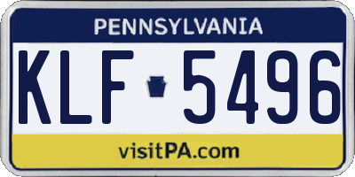 PA license plate KLF5496