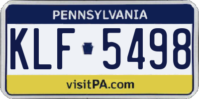 PA license plate KLF5498