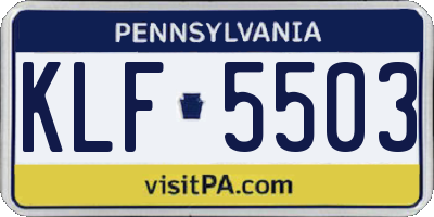 PA license plate KLF5503