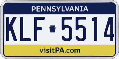 PA license plate KLF5514