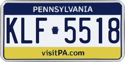 PA license plate KLF5518