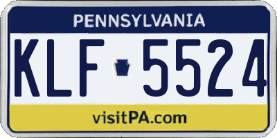 PA license plate KLF5524