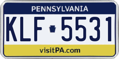 PA license plate KLF5531