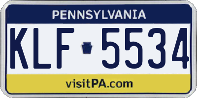 PA license plate KLF5534