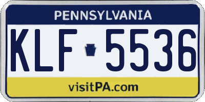 PA license plate KLF5536