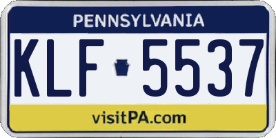 PA license plate KLF5537