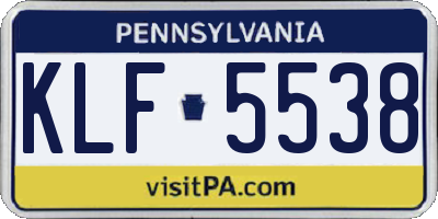 PA license plate KLF5538