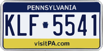 PA license plate KLF5541